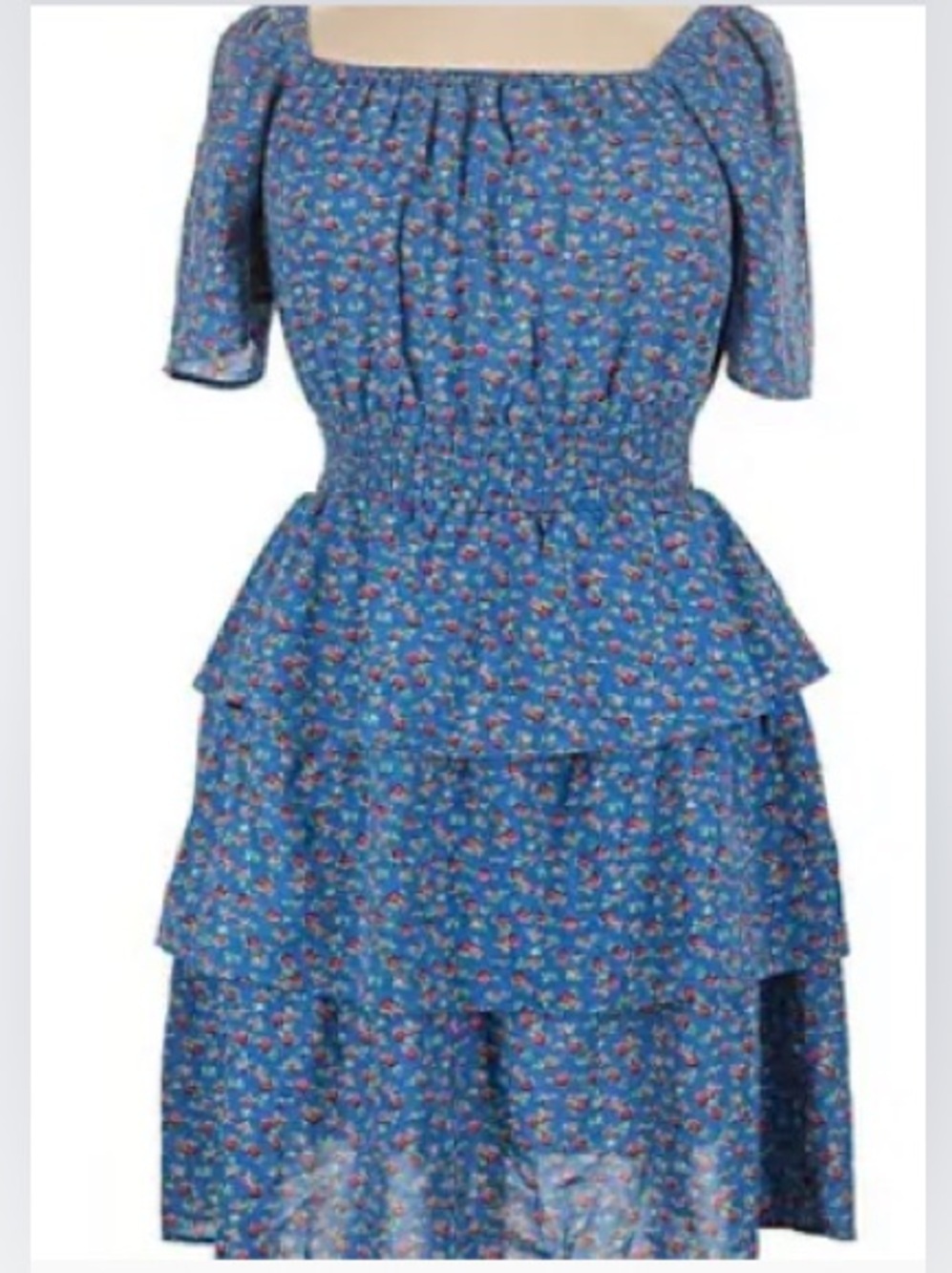 NEW-Large Y2K cottage whimsical ruffle off should Kirundo Floral Smocked Dress